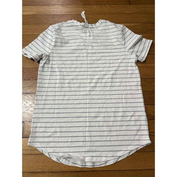 Lululemon Size 4 Love Crew Short Sleeve Shirt White Black Striped - Picture 3 of 5